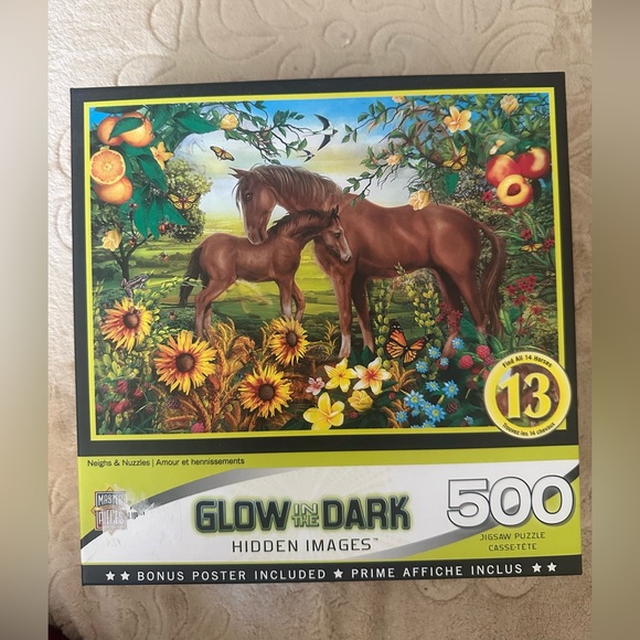 MasterPieces Horse Puzzle “Neighs And Nuzzles” Glow In The Dark 500 pc EUC - Picture 3 of 8